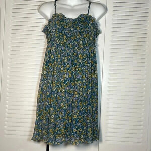 Lily Rose Sweetheart Blue Floral Skater Dress Women's Size Medium